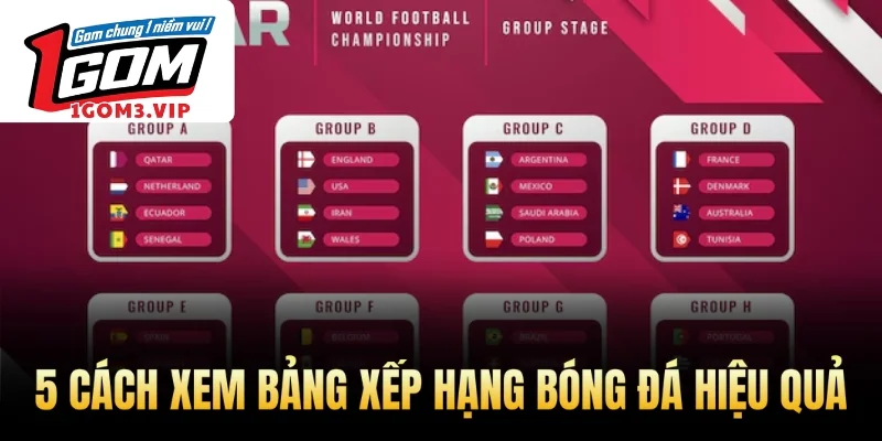 5 cách xem bảng xếp hạng bóng đá hiệu quả