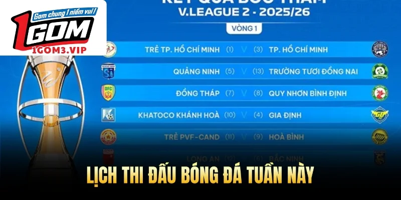 Lịch thi đấu bóng đá tuần này